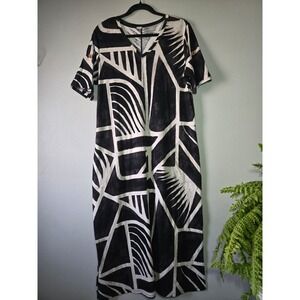 Westbound Black White Geometric Maxi Dress Medium Cotton Modal Casual Travel